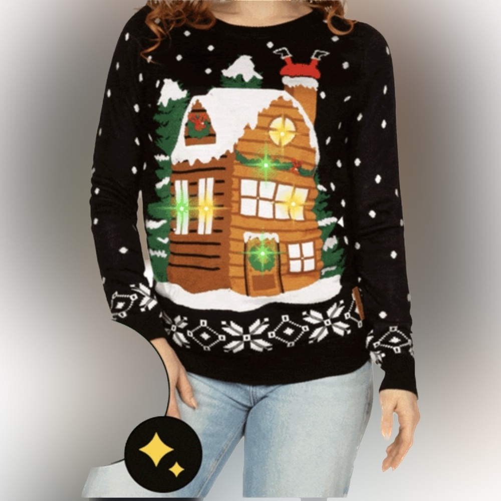 Tipsy Elves light show light up ugly Christmas sweater M NWT